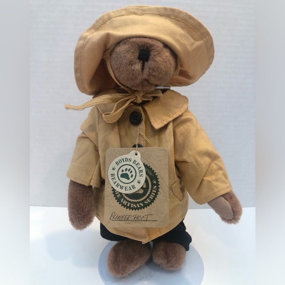 Boyd’s Bear 9” Bumbershoot Yellow Raincoat and Hat manufactured in 1999 - Picture 1 of 7